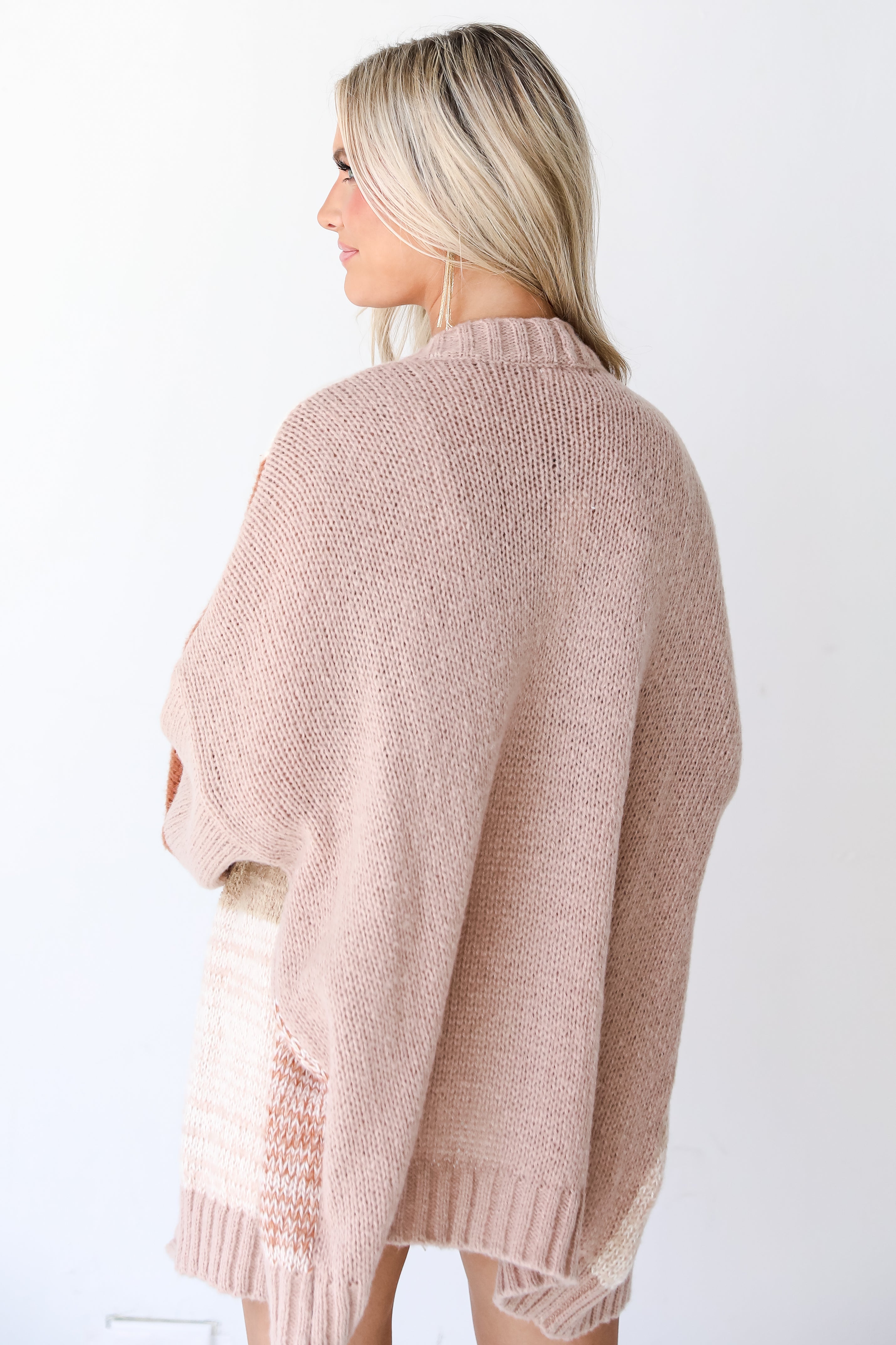 Checkered Sweater Cardigan back view