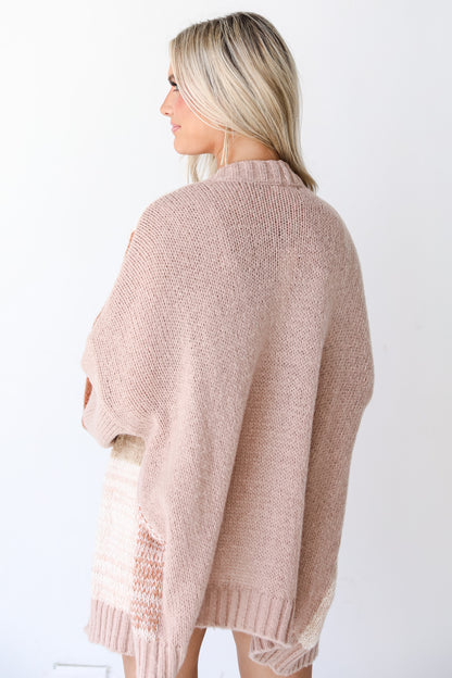 Checkered Sweater Cardigan back view