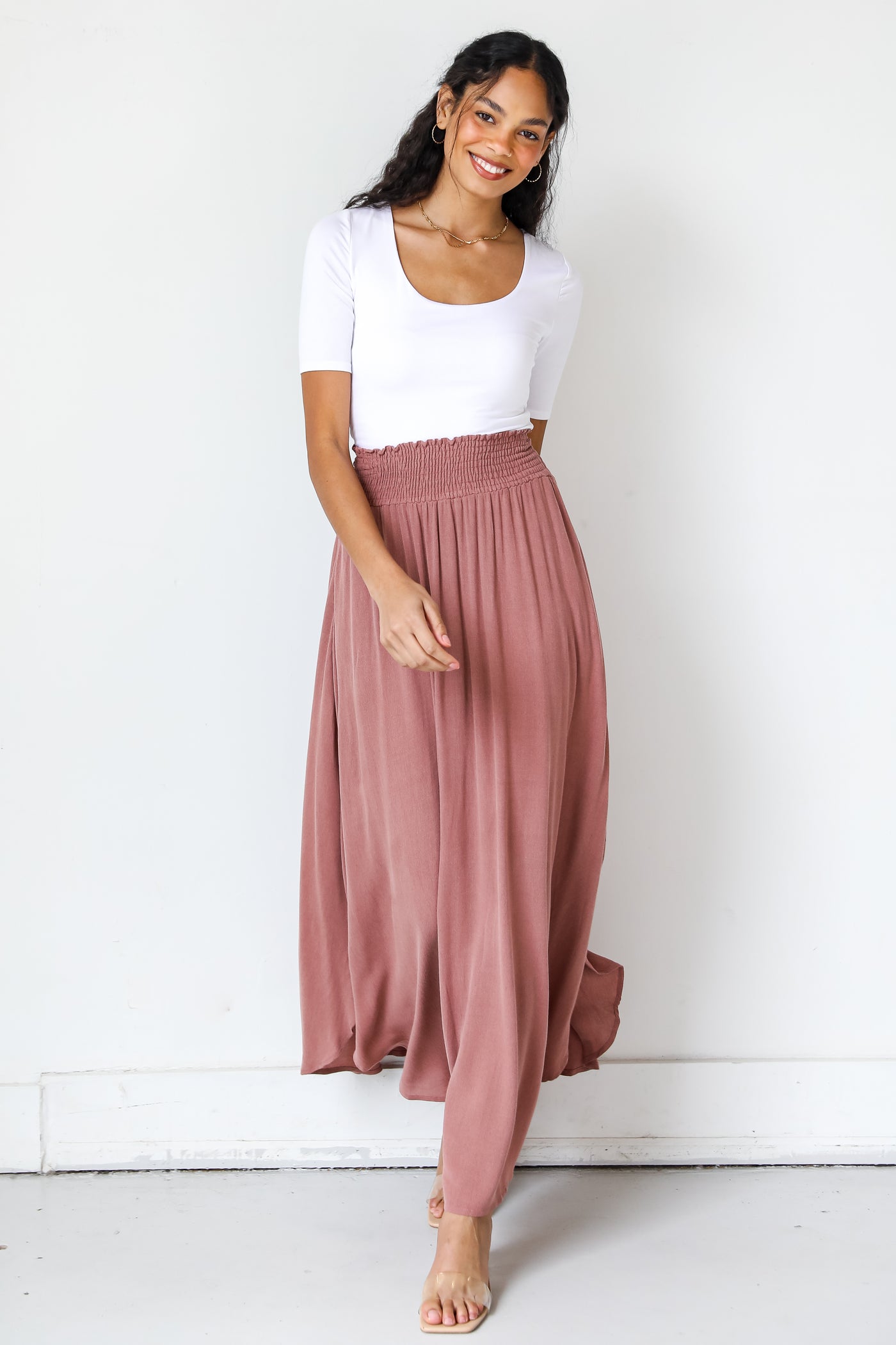 pink Maxi Skirt front view
