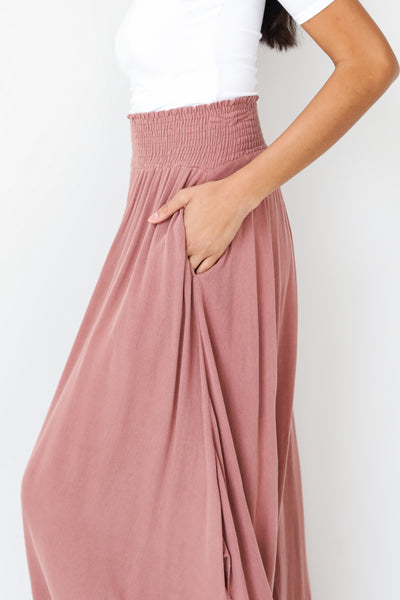pink Maxi Skirt close up side view