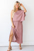 mauve One-Shoulder Maxi Dress