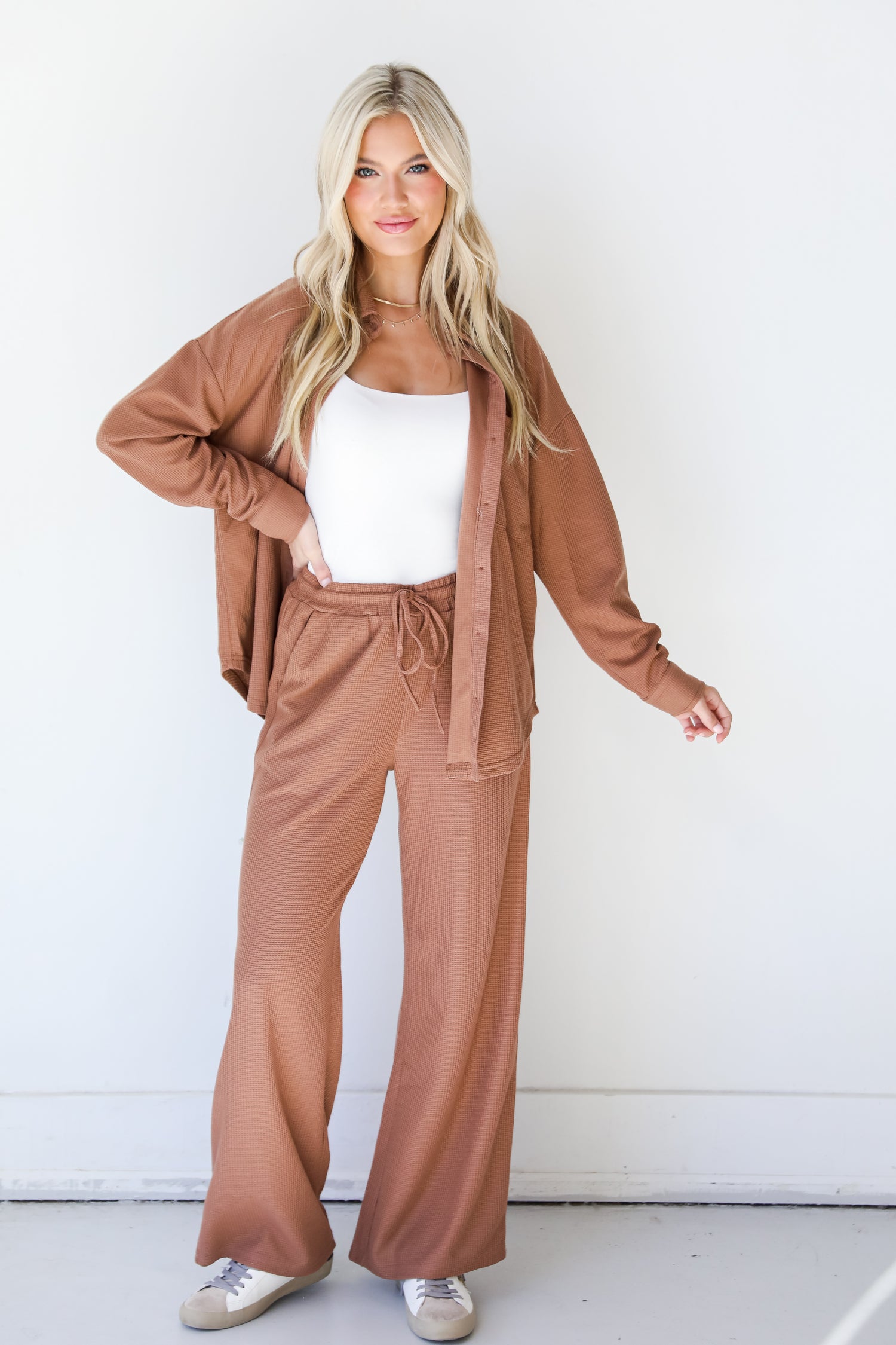 Waffle Knit lounge Pants front view