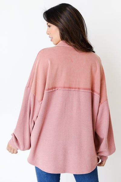 Waffle Knit Henley Top back view