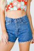 medium wash Denim Mom Shorts