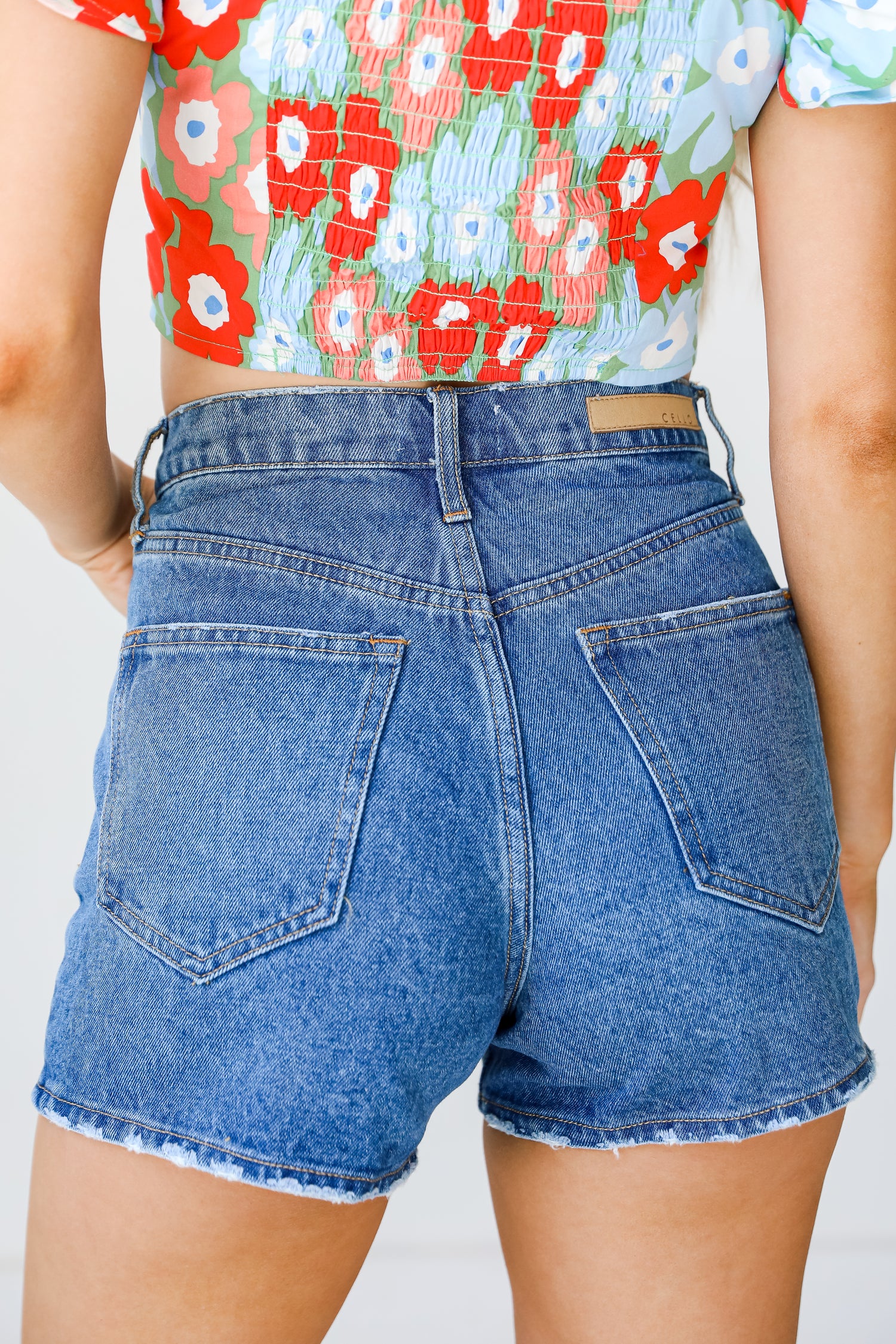 Denim Mom Shorts back view