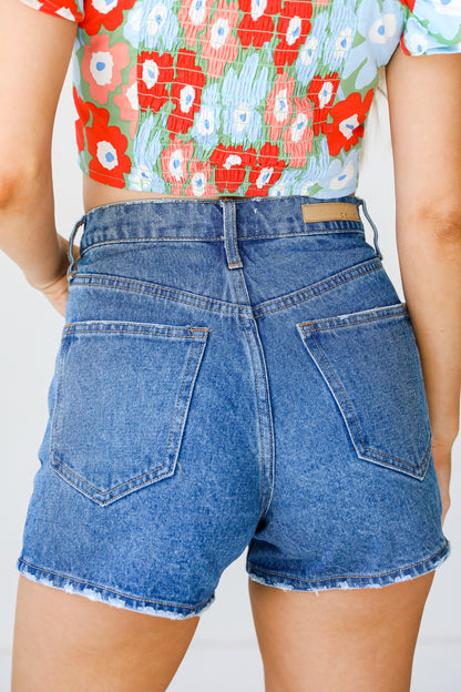 Denim Mom Shorts back view