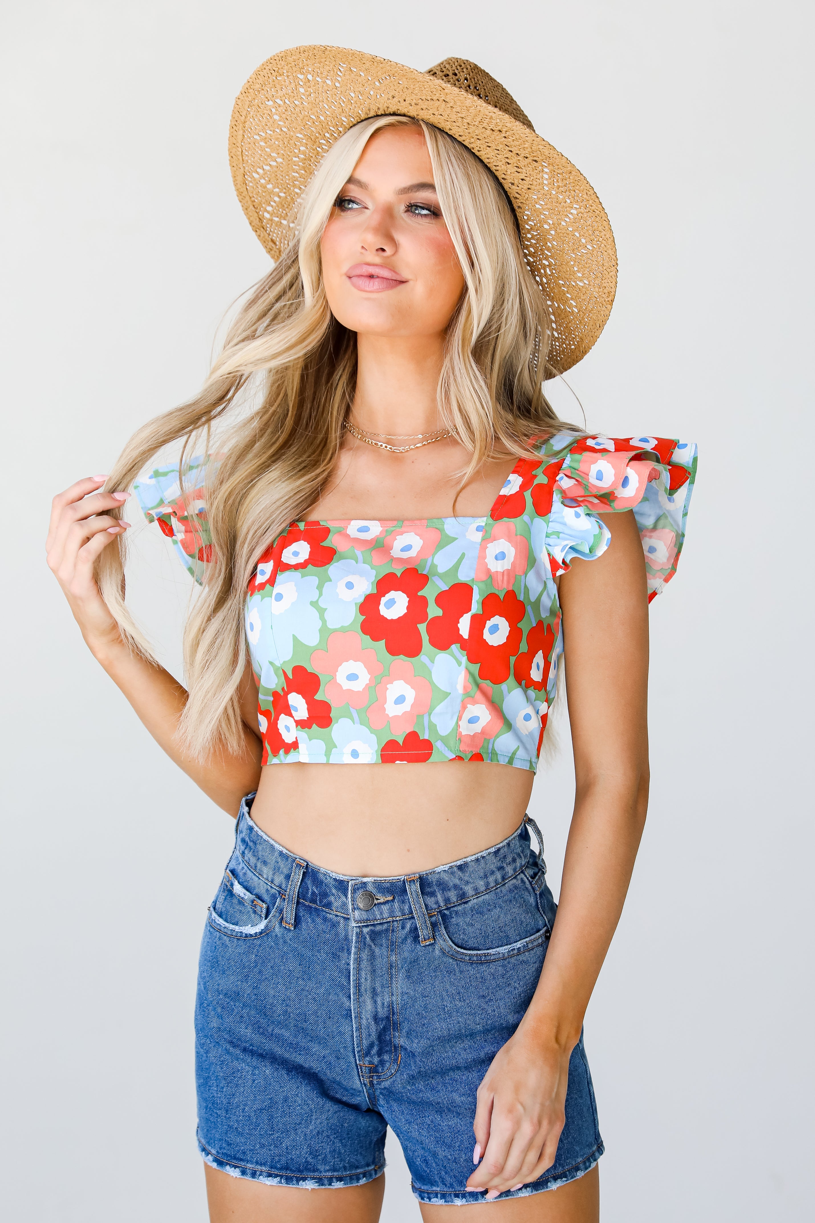 Denim Mom Shorts front view