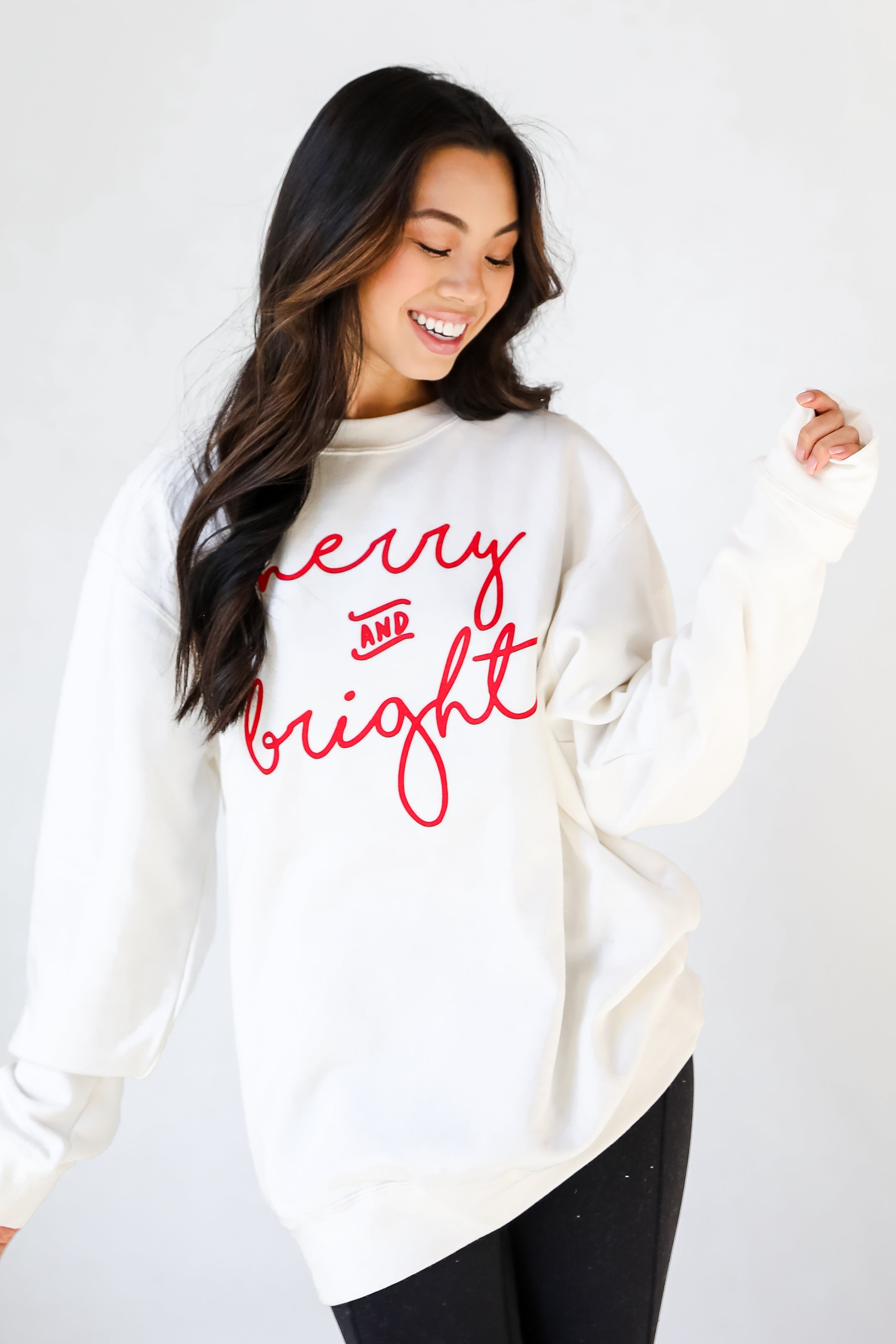 Merry And Bright Pullover on model