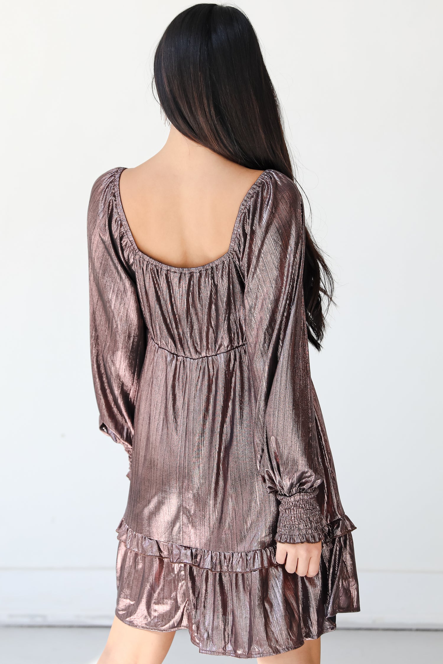 Metallic Mini Dress back view