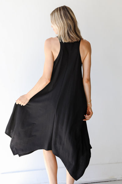 Tapered Midi Dress in black back view