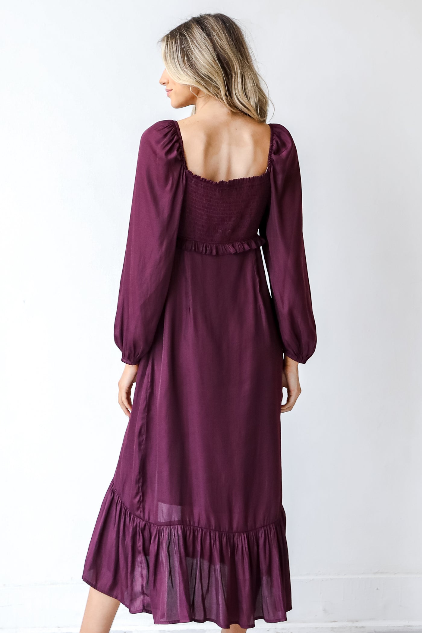 Midi Dress in burgundy back view
