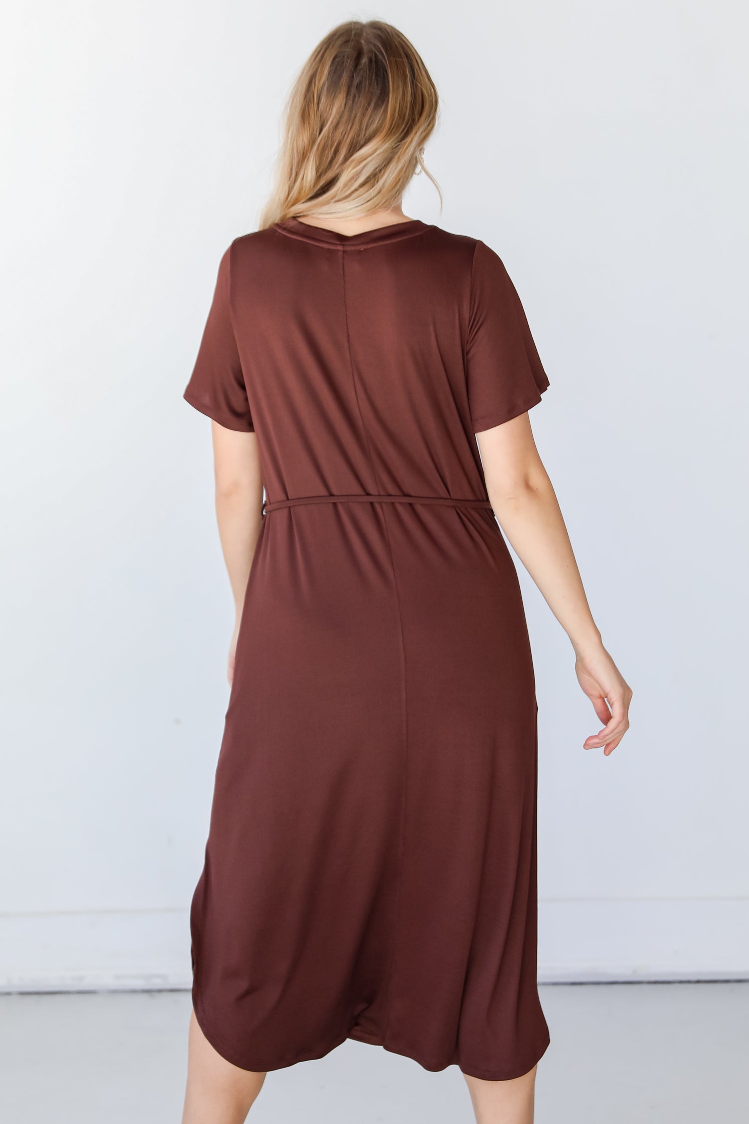 brown Midi Dress back view