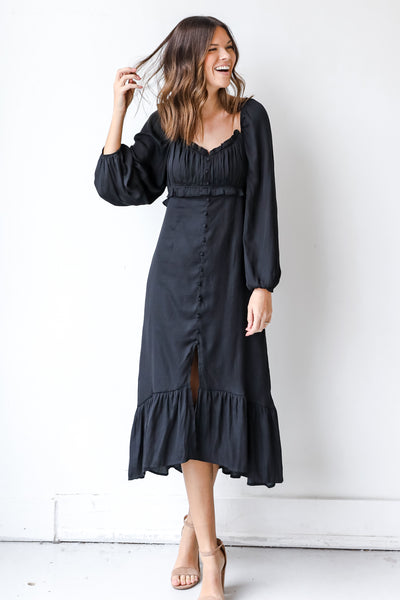 Midi Dress in black on model