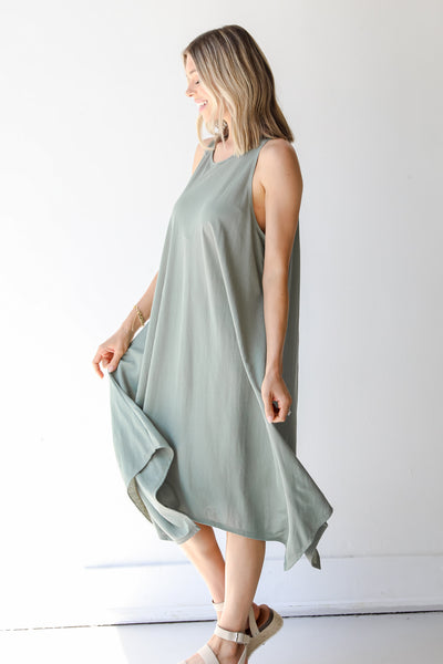 Tapered Midi Dress in sage side view