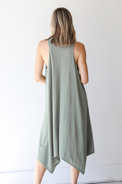 Tapered Midi Dress in sage back view
