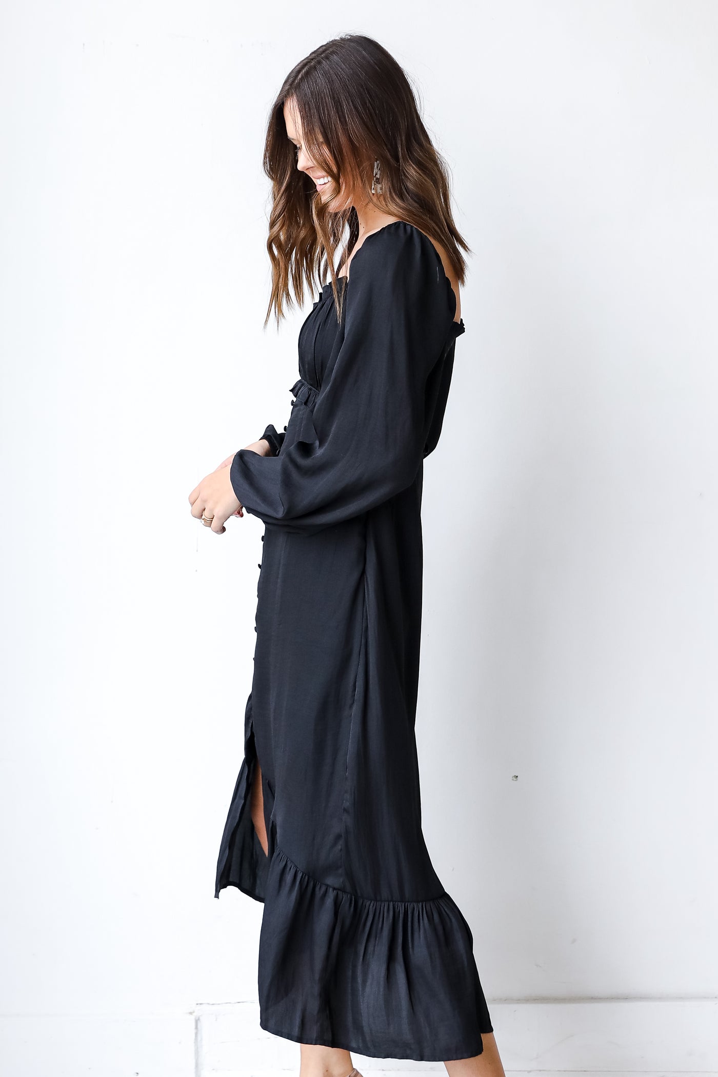 Midi Dress in black side view