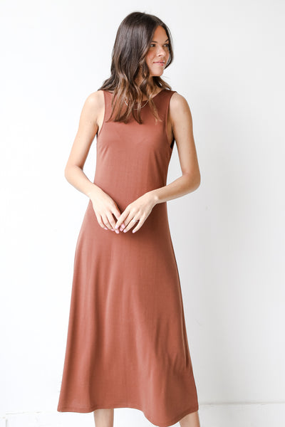 Maxi Dress in mocha front view