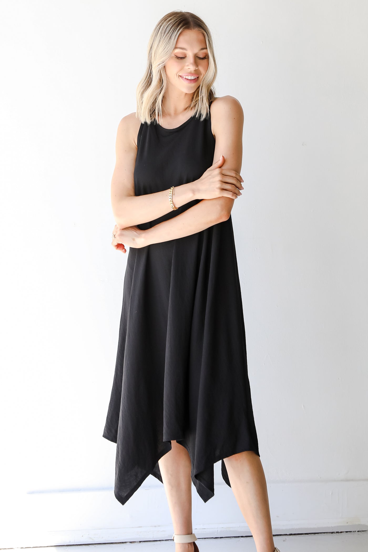 Tapered Midi Dress in black