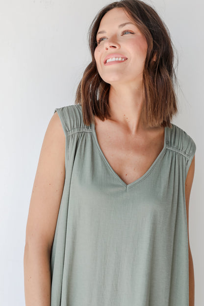 Maxi Dress in sage close up