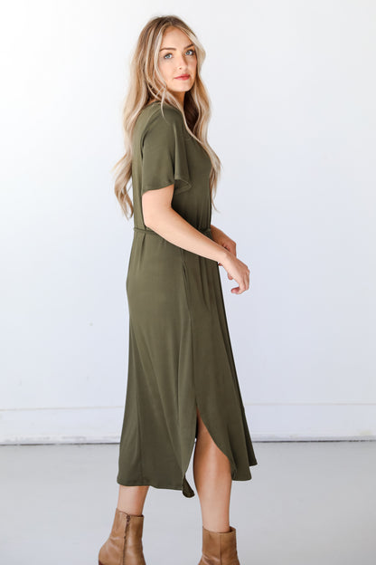 olive Midi Dress side view