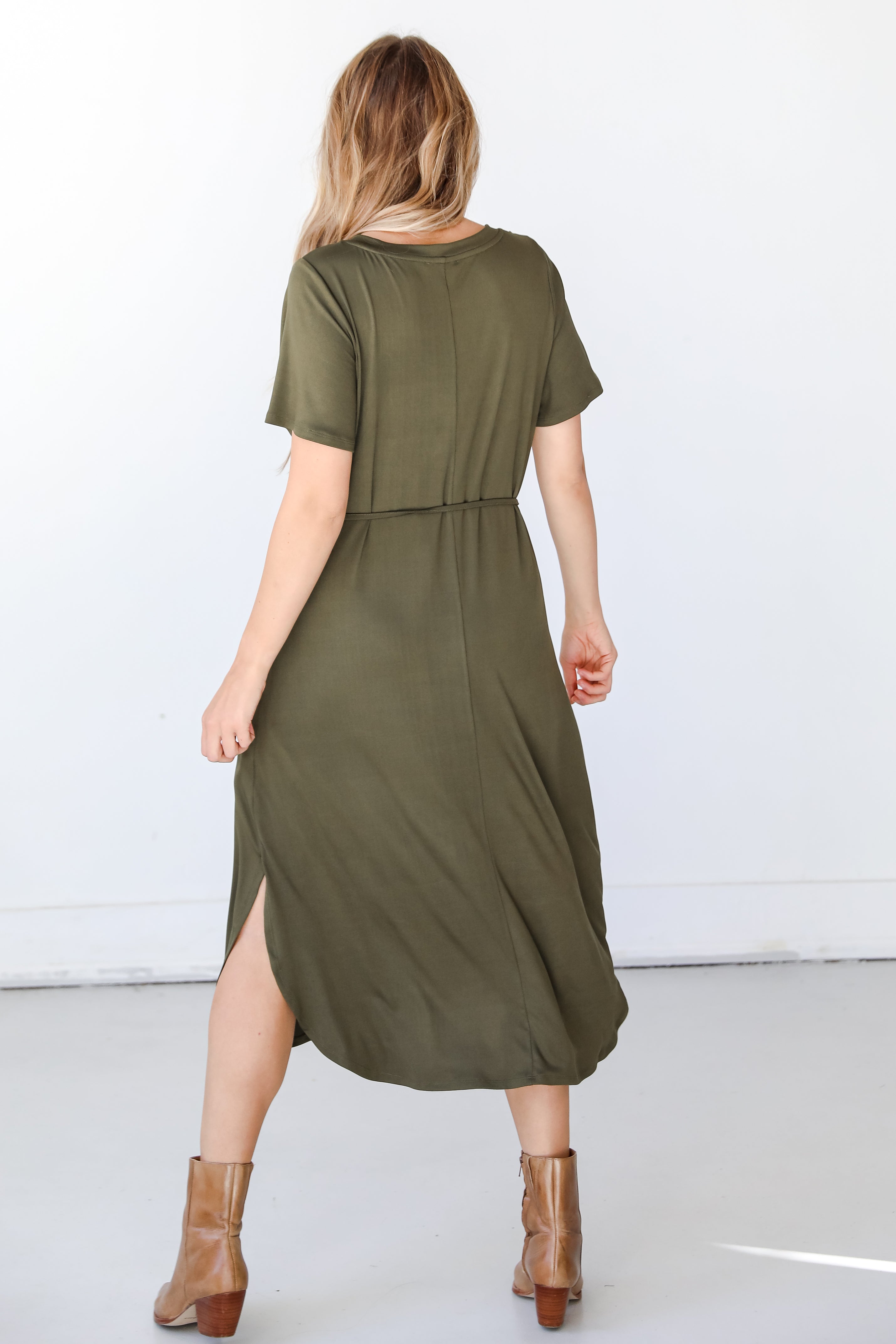 olive Midi Dress back view