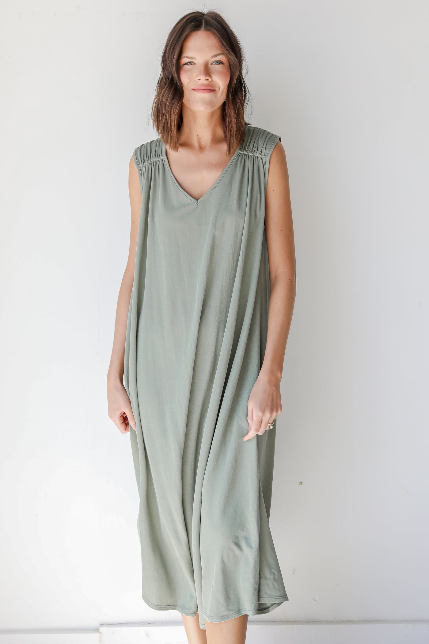 Maxi Dress in sage on model