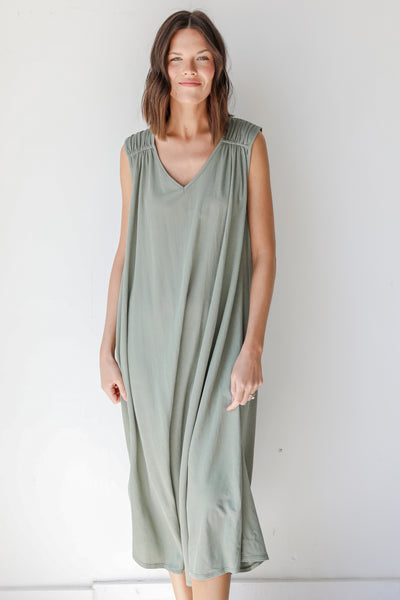 Maxi Dress in sage on model