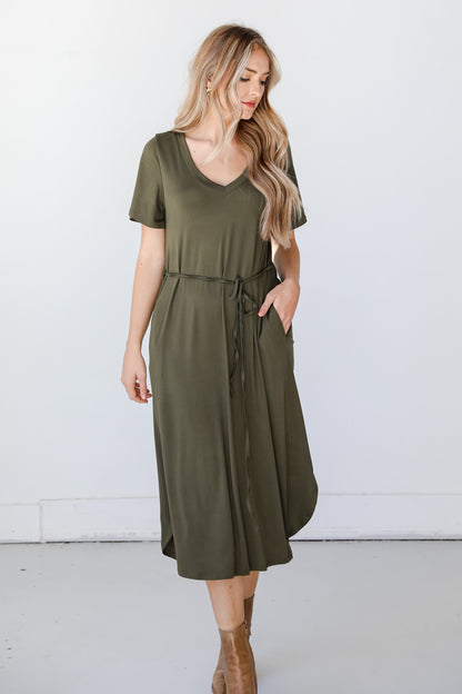 olive Midi Dress on model