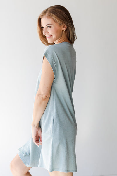 T-Shirt Dress in sage side view