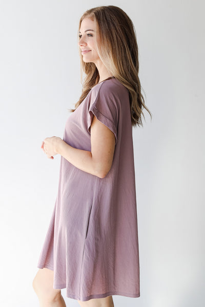 T-Shirt Dress in lavender side view