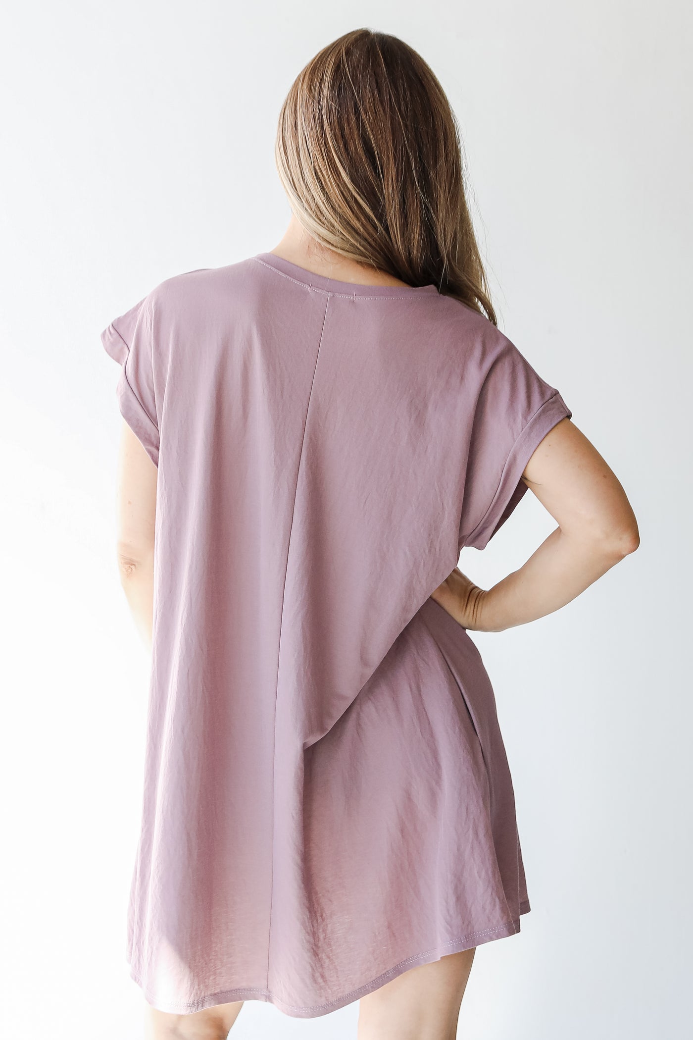 T-Shirt Dress in lavender back view