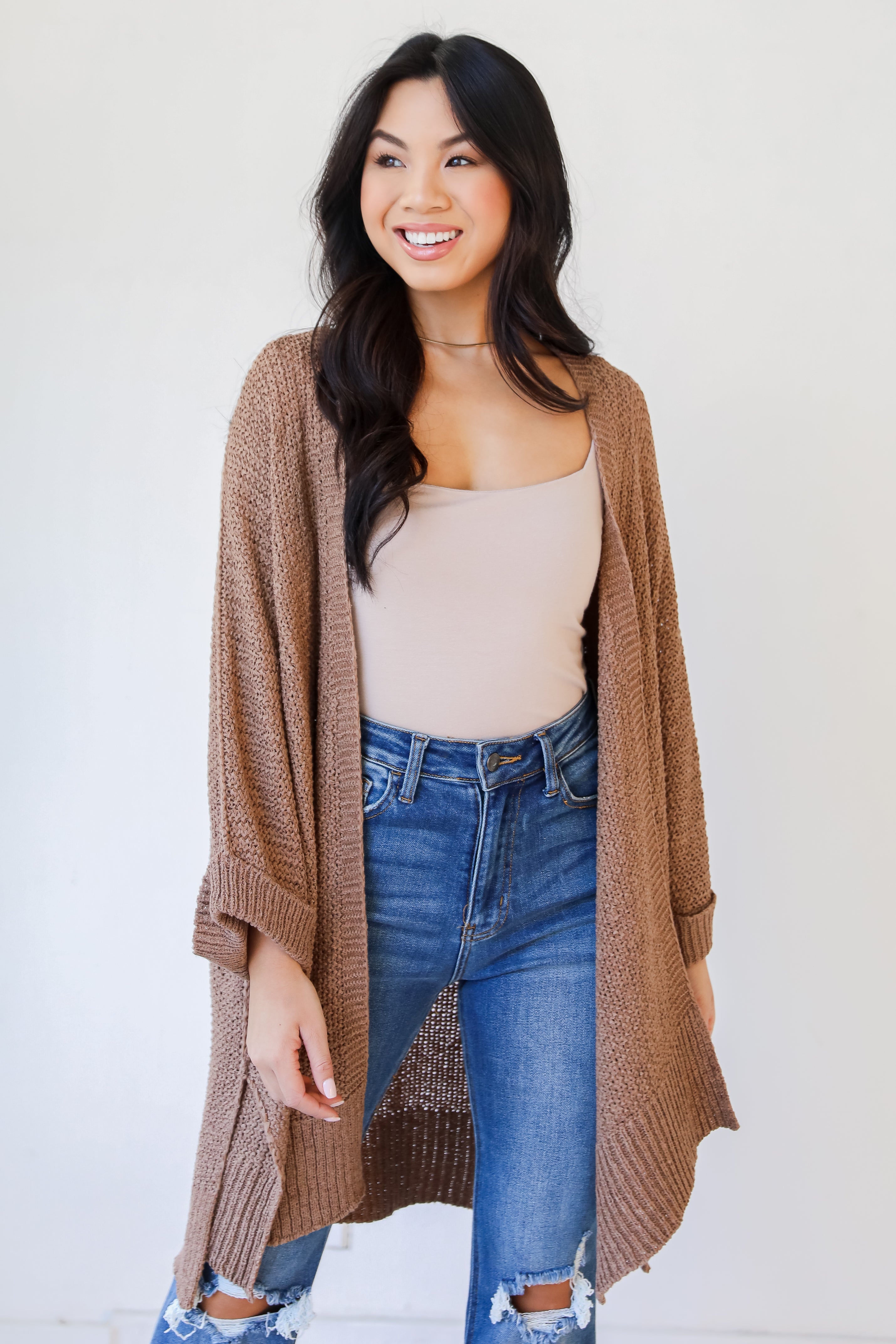 brown loose knit Cardigan