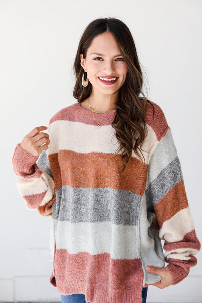 Cozy Striped Sweater front view