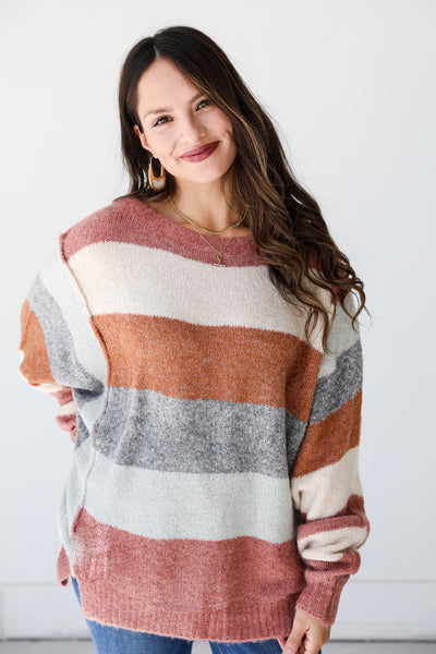 Cozy Striped Sweater on dress up model