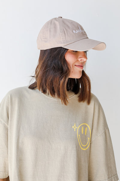 Nashville Embroidered Hat in taupe side view