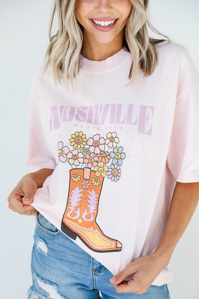 Nashville Music City Flower Tee close up