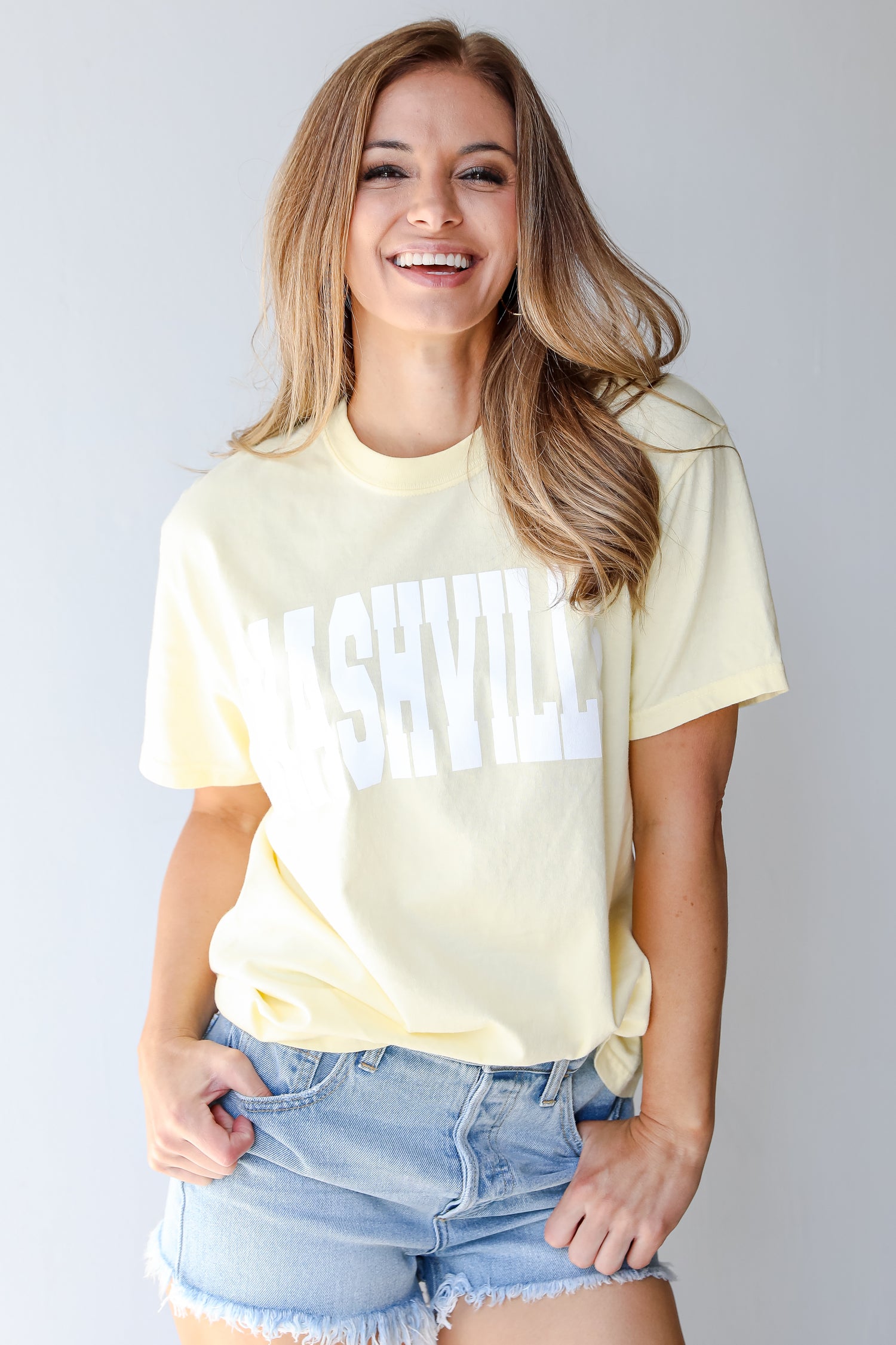 Yellow Nashville Tee on model