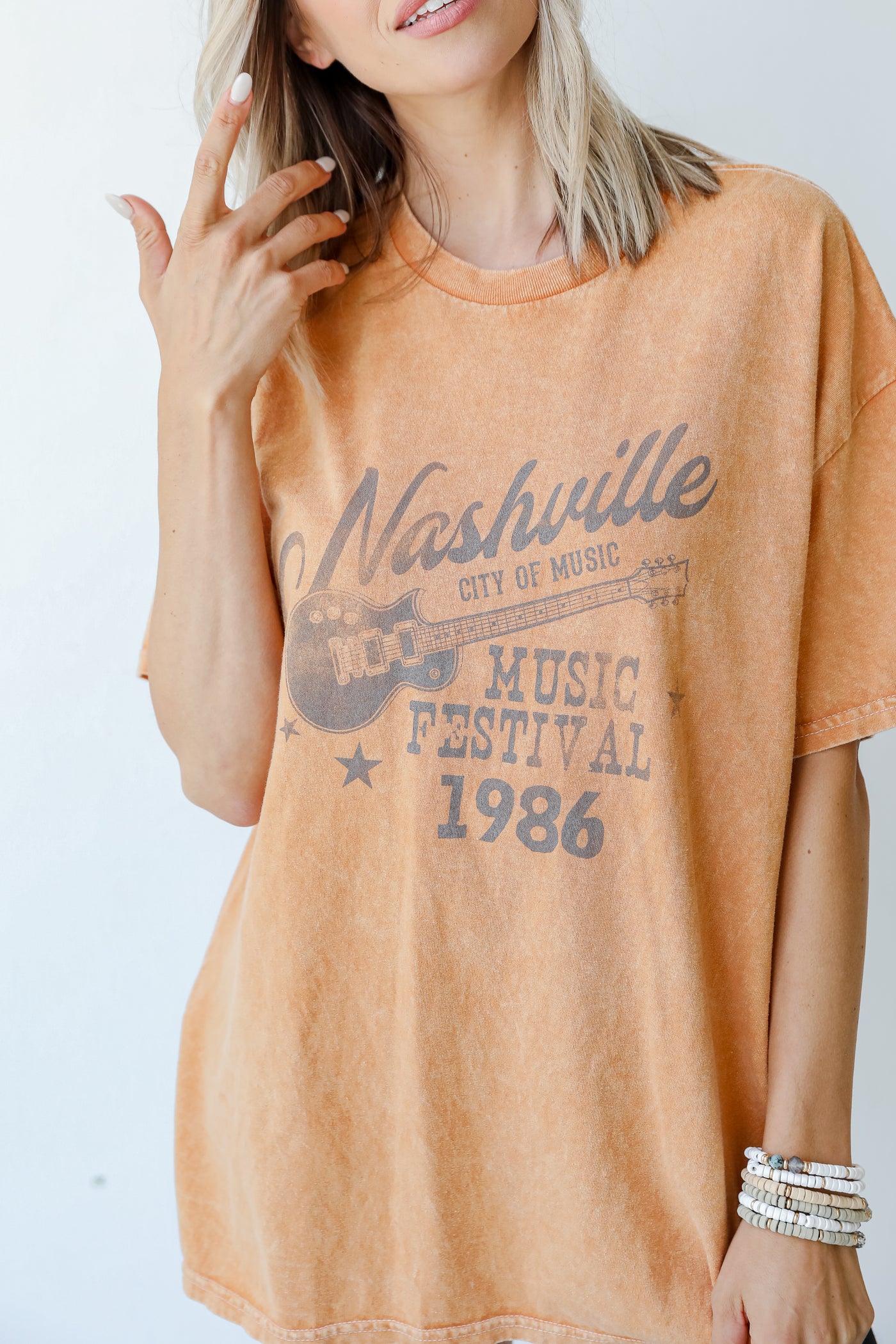 Nashville City Of Music Tee on model