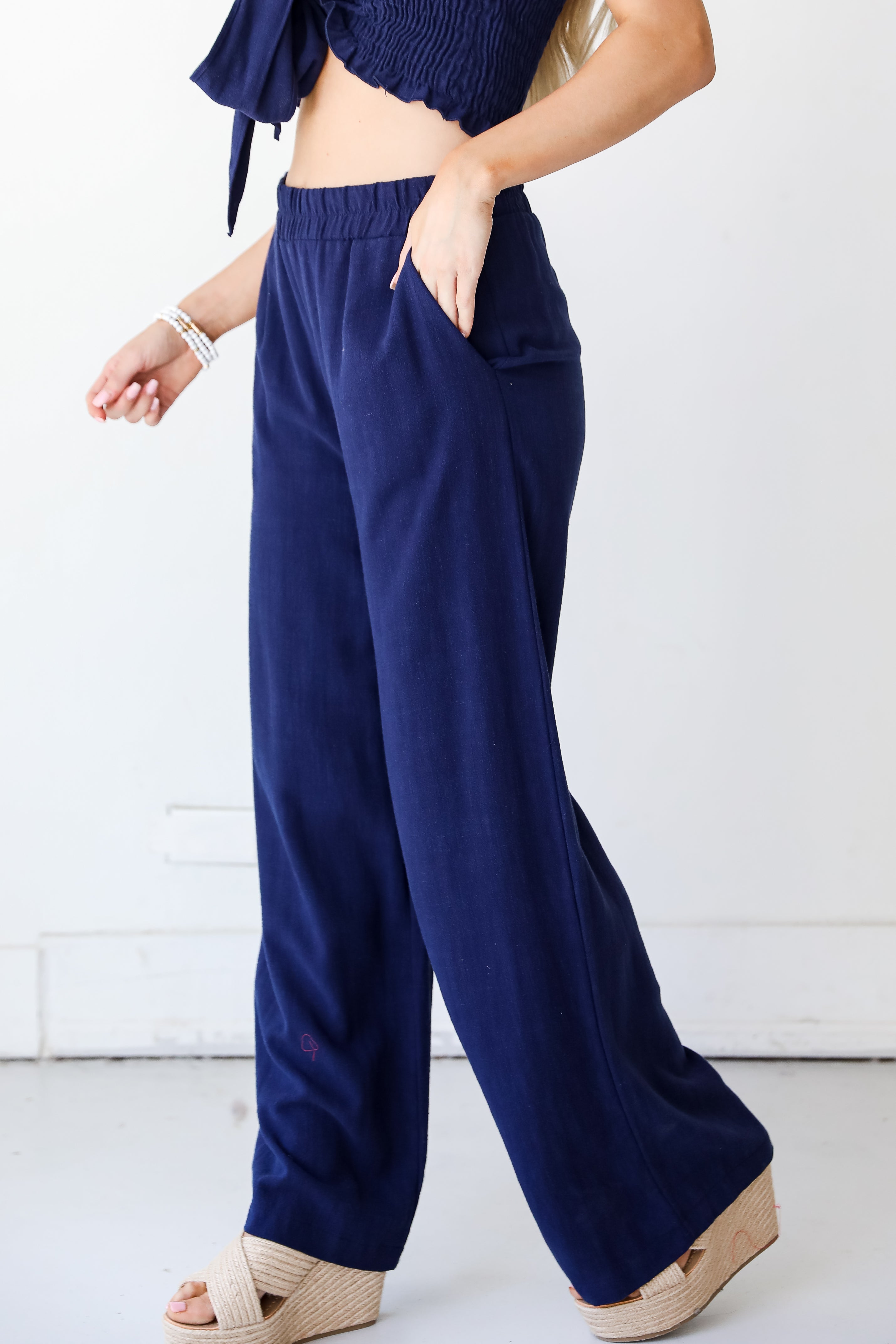navy Linen Pants side view