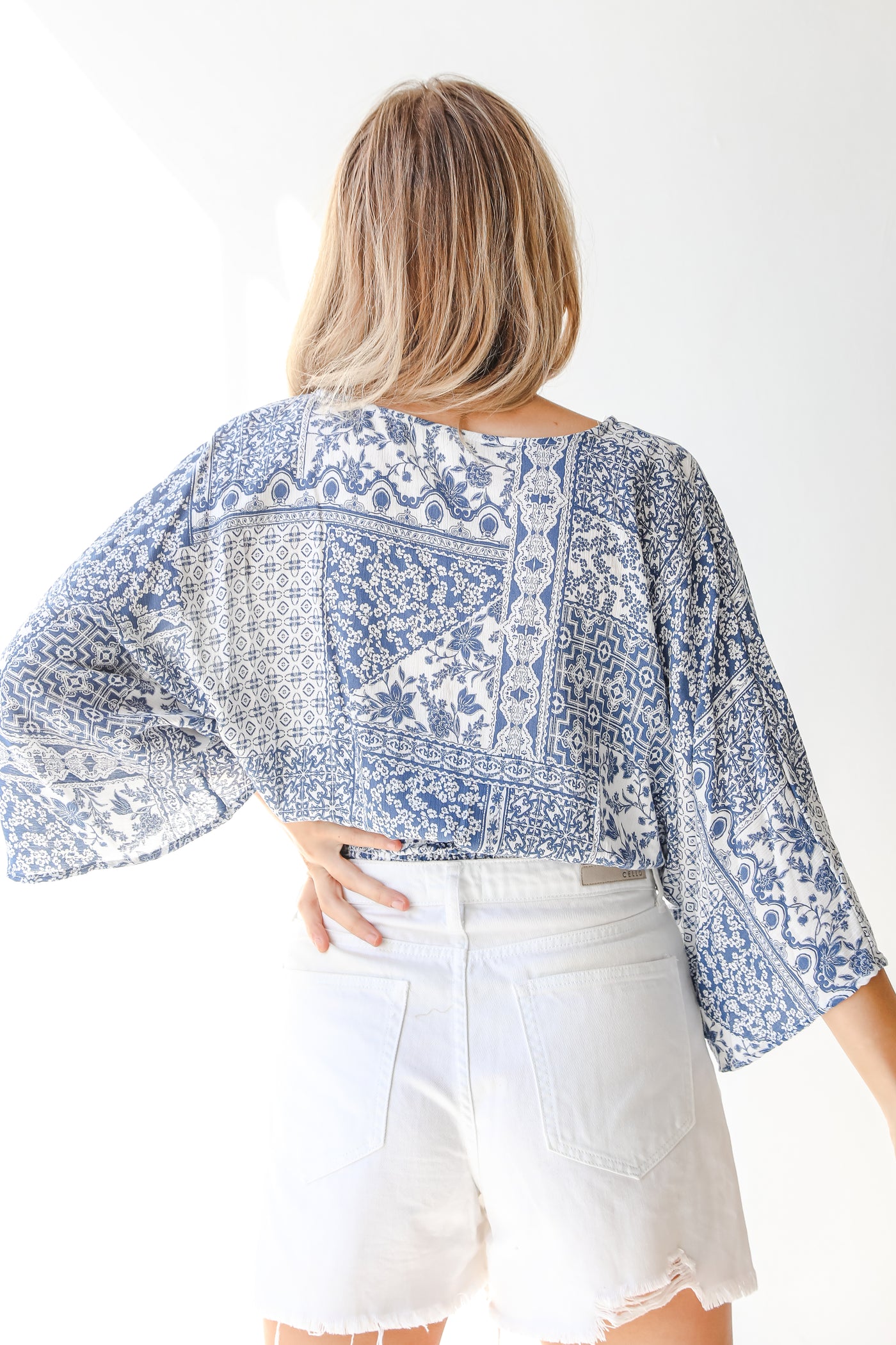 Smocked Surplice Blouse back view