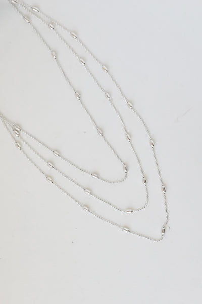 silver Layered Chain Necklace