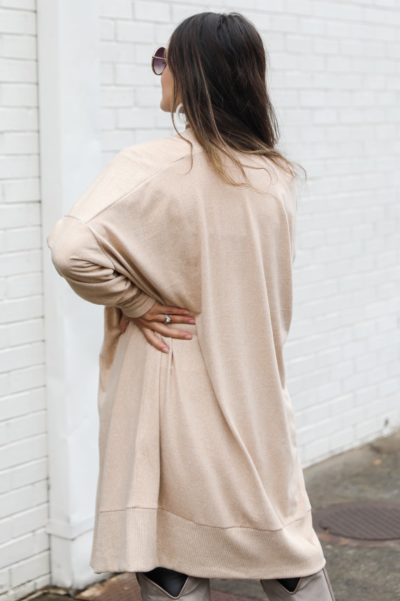 taupe Cardigan back view