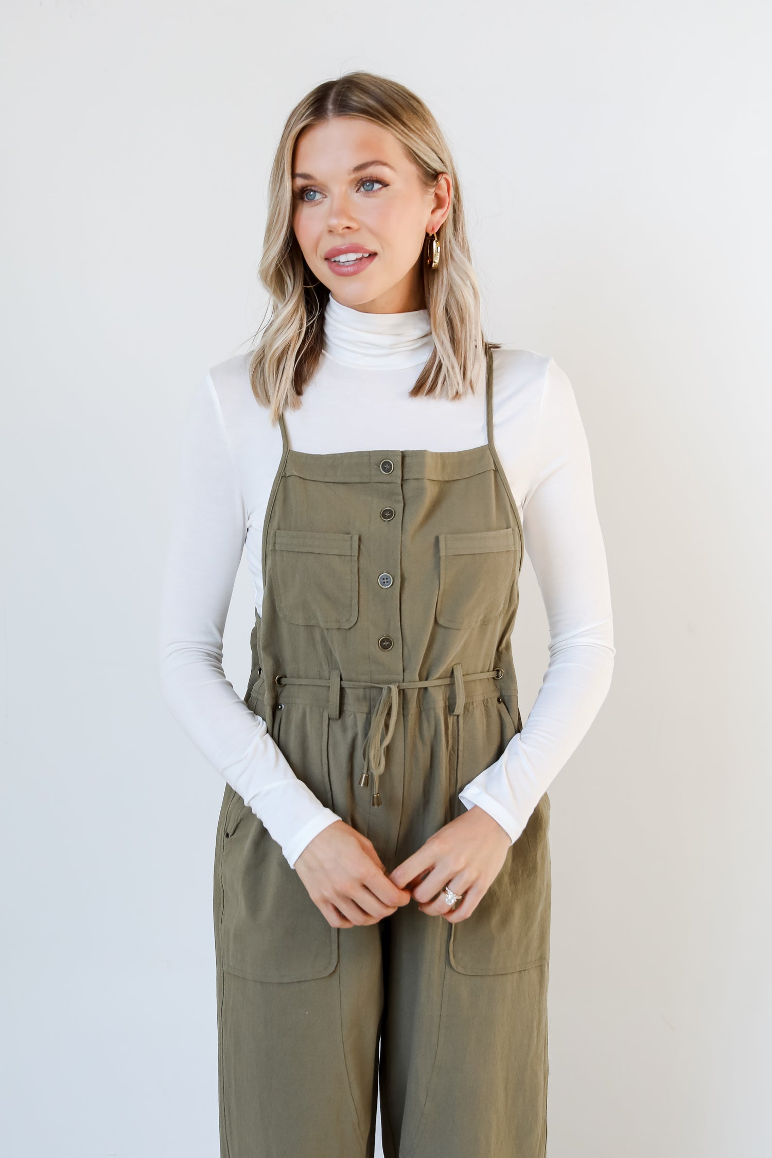 olive Jumpsuit front view