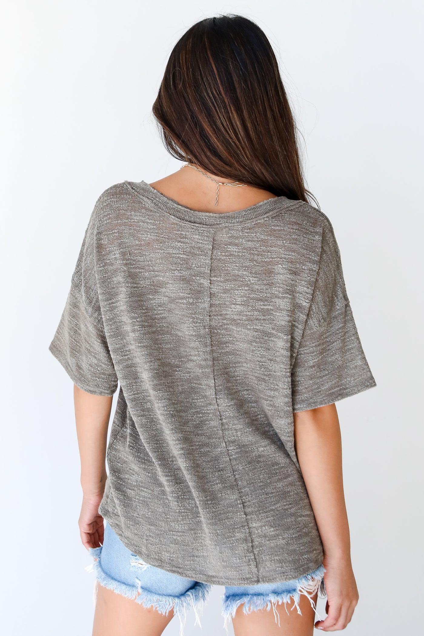 olive Knit Top back view