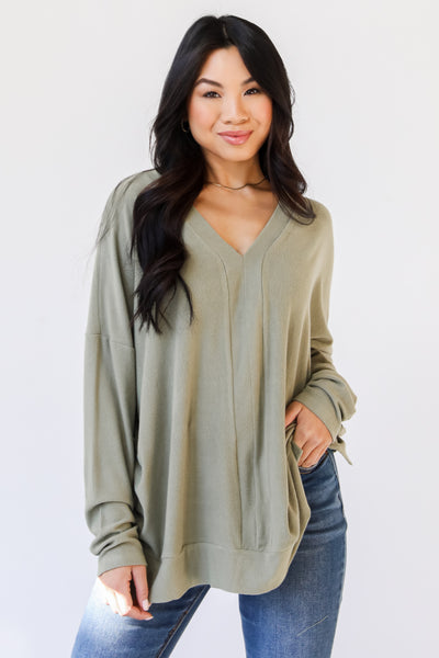 green Brushed Knit Top
