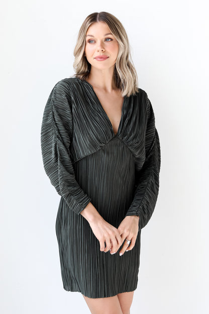 Pleated Mini Dress on model