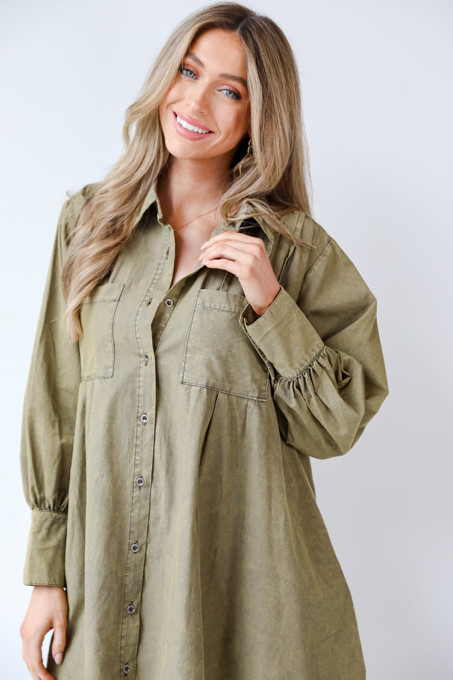 green Mini Dress close up