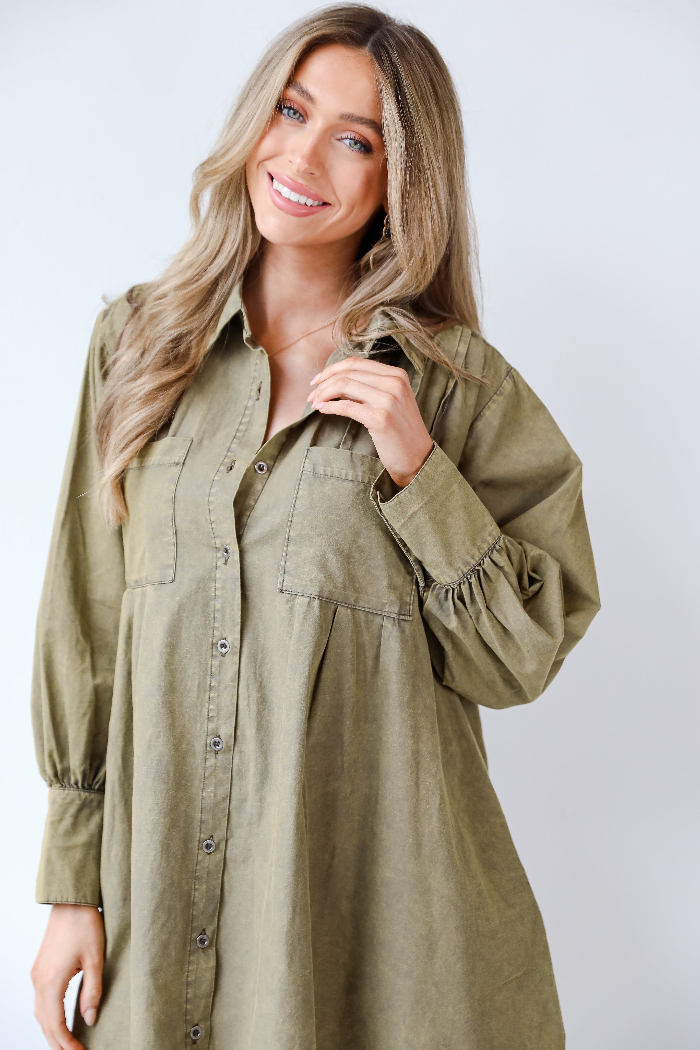 green Mini Dress close up