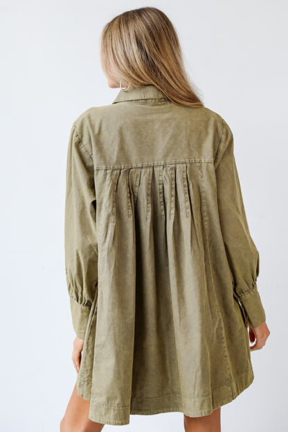 green Mini Dress back view