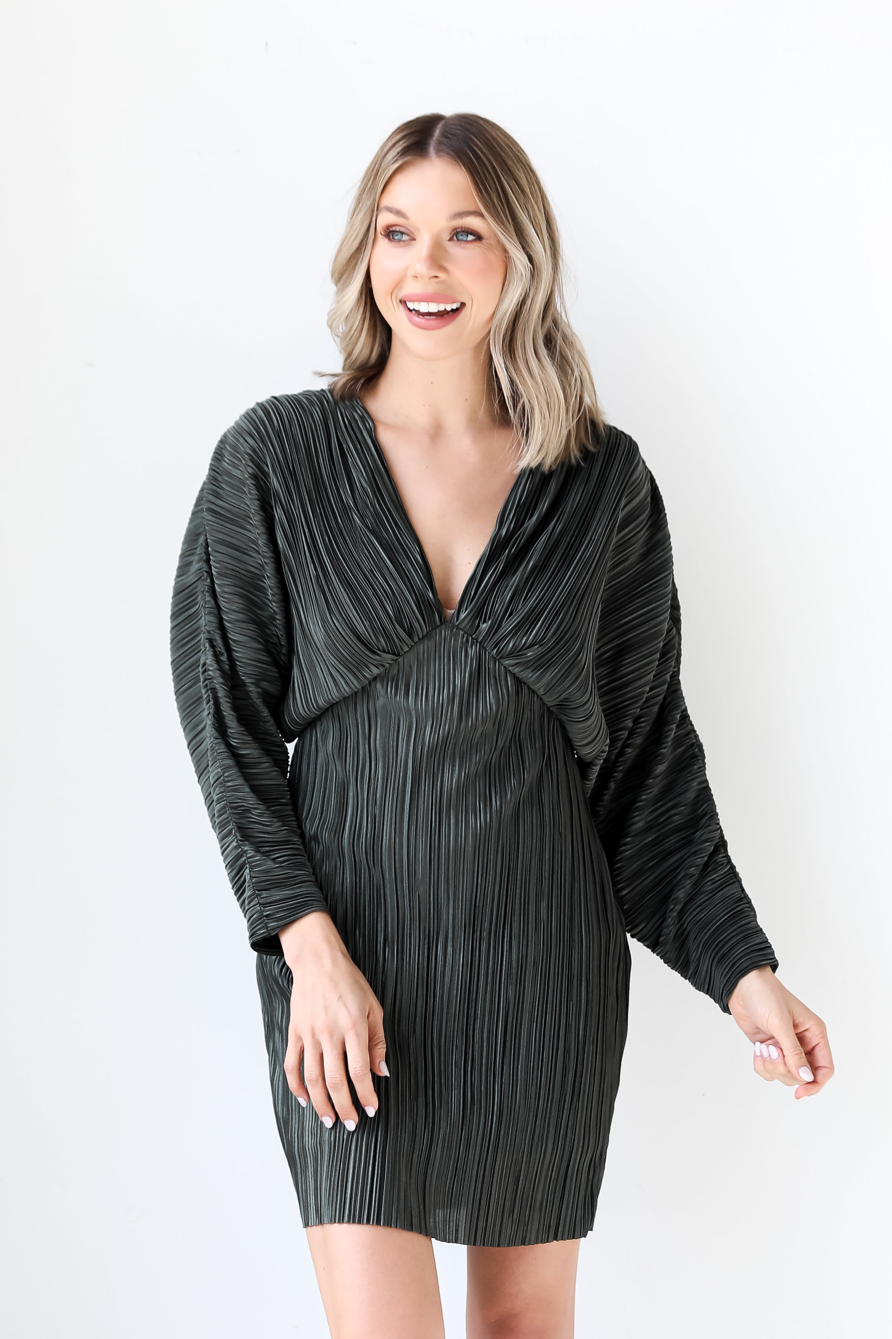 Pleated Mini Dress front view